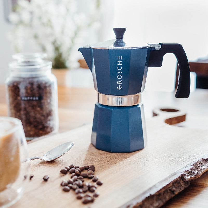 Cafetière italienne 6 tasses GROSCHE Milano Moka bleue / Café Guzo